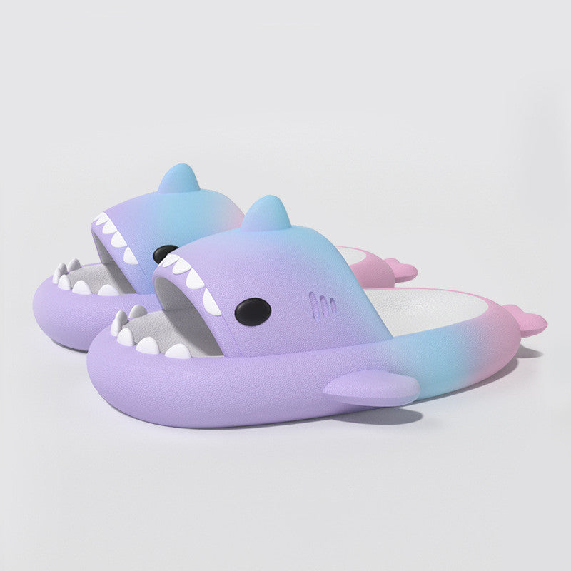 Gradient Rainbow Shark Slippers Women's Summer Indoor