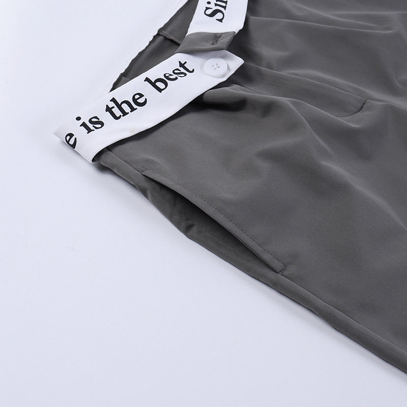 Knitted High Waist Contrast Color Loose Trousers