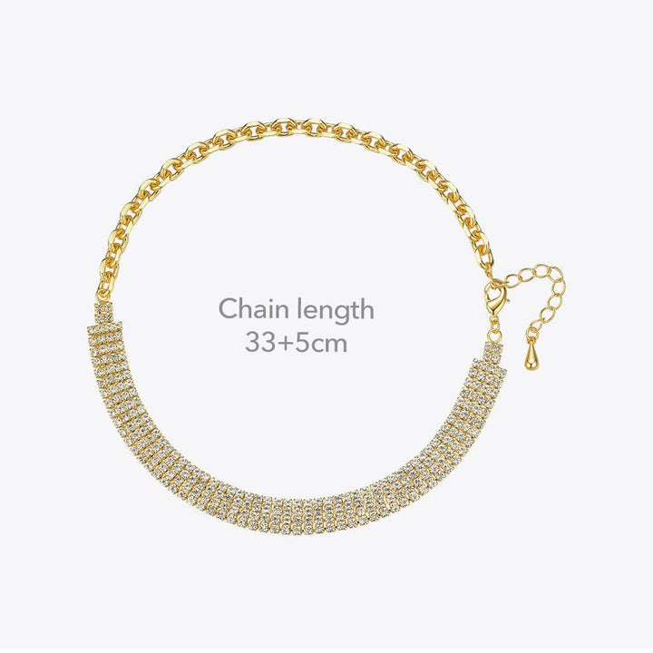 18K Gold Plated Brass Zircon Clavicle Chain - Trendha