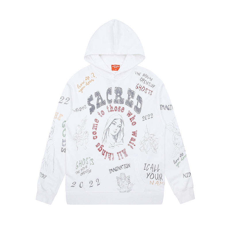 Creative Printed Loose Casual Hoodie