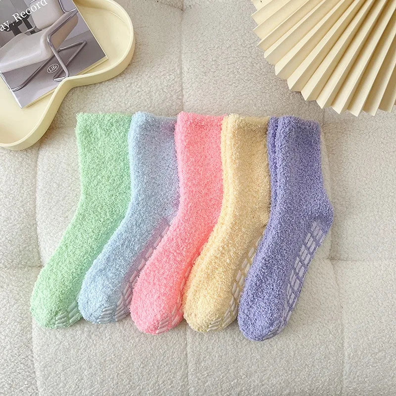 Cozy Coral Velvet Anti-Slip Indoor Socks for Women