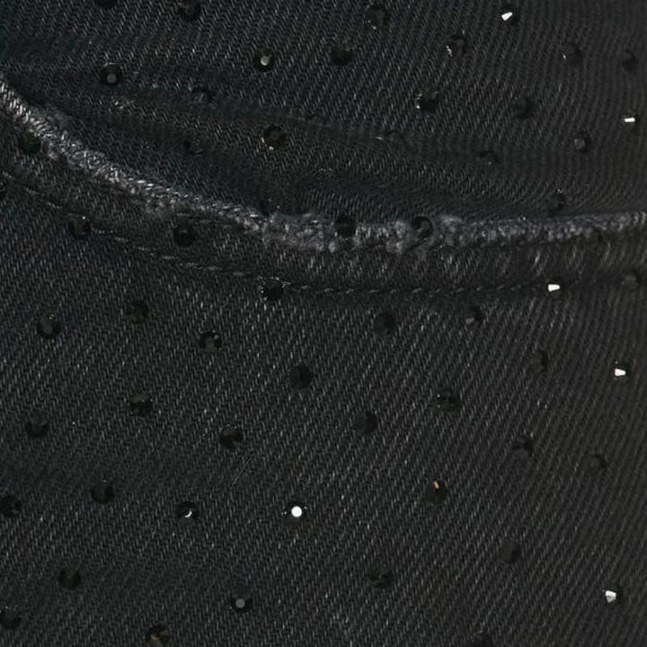 Glittering Cyberpunk Y2K High-Rise Denim Shorts with Rhinestones