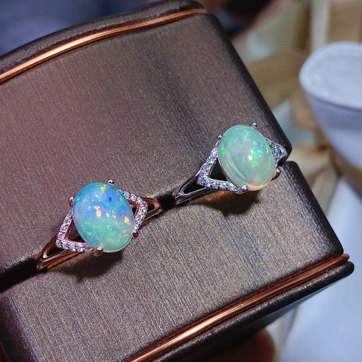 925 Silver Inlaid Natural Australian Opal Ring - Trendha