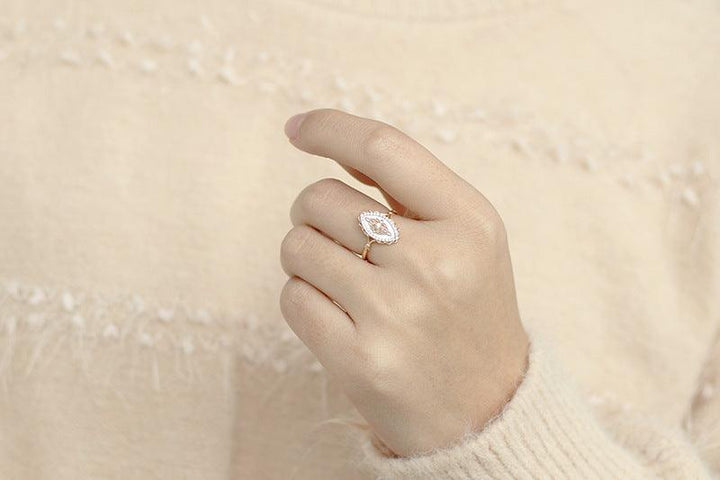 925 Silver Inlay Natural Dish Shell Zircon Ring For Women - Trendha