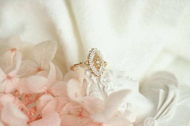 925 Silver Inlay Natural Dish Shell Zircon Ring For Women - Trendha