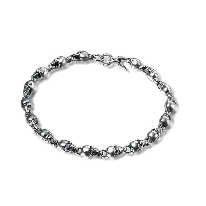 925 Sterling Silver Fashion Trendy Jewelry Vintage Thai Silver Skull Bracelet Personality Female Student Thin Chain - Trendha