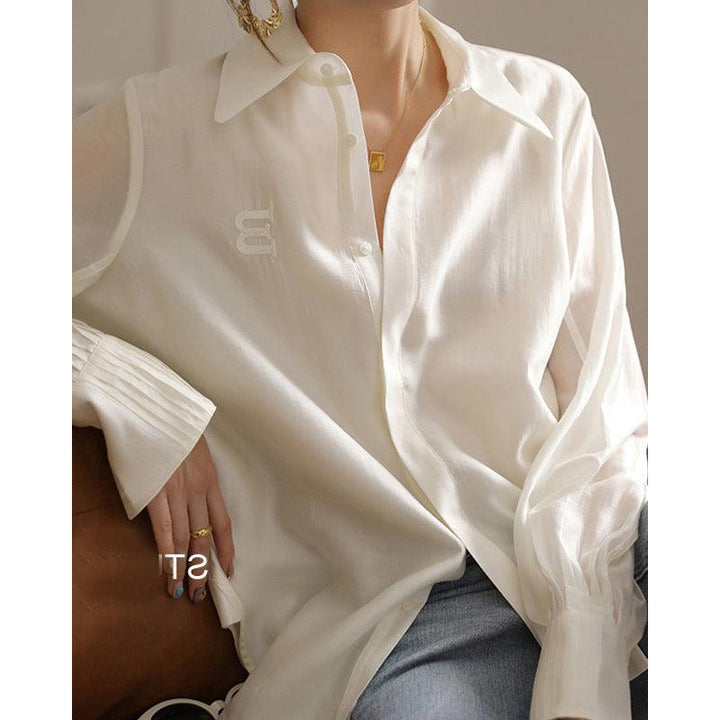 A Niche Chic Chiffon White Shirt For Women - Trendha