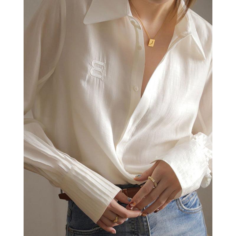 A Niche Chic Chiffon White Shirt For Women - Trendha