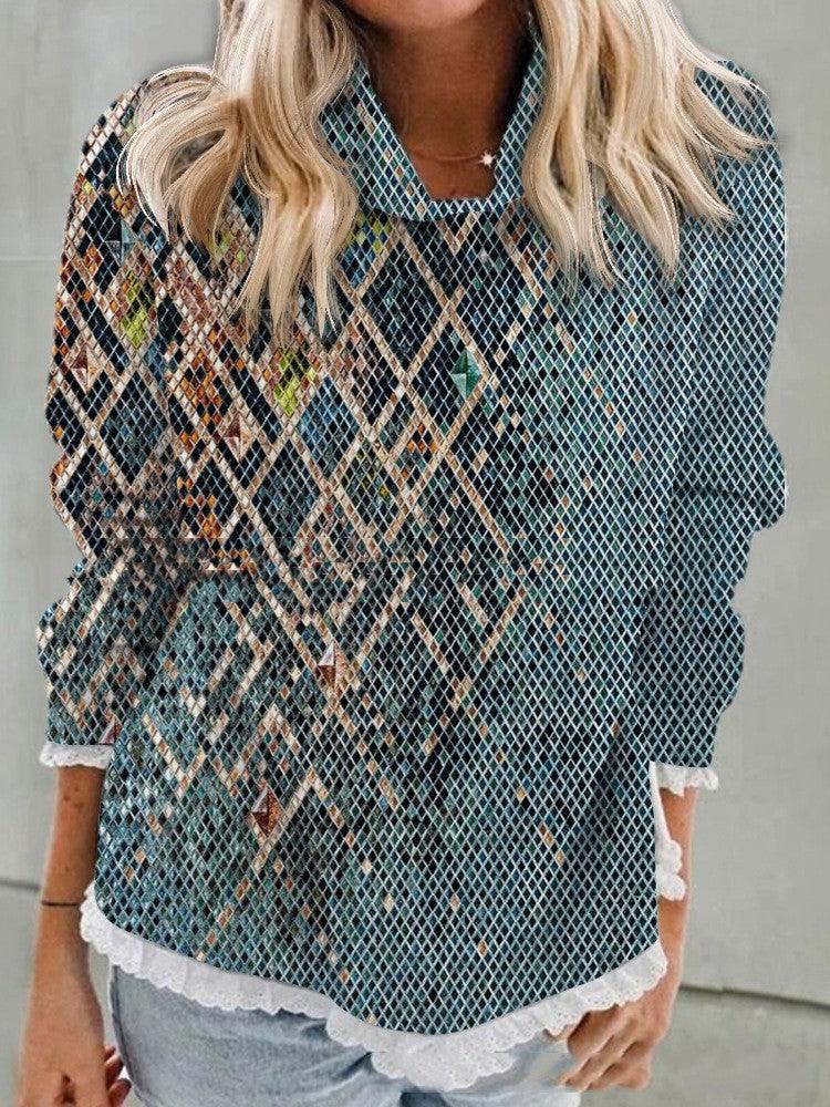 Abstract Printing Hooded Long Sleeve Sweater - Trendha