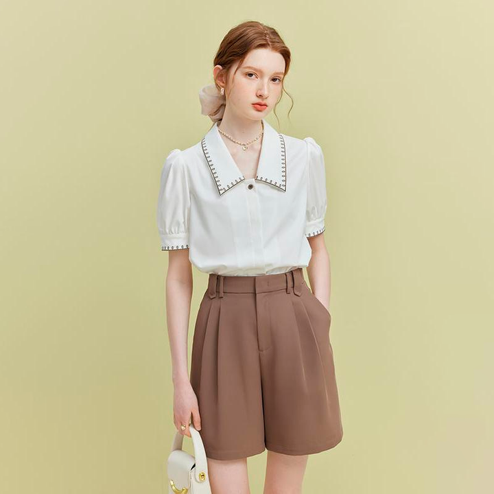 Chic Summer Embroidered Short Sleeve Shirt