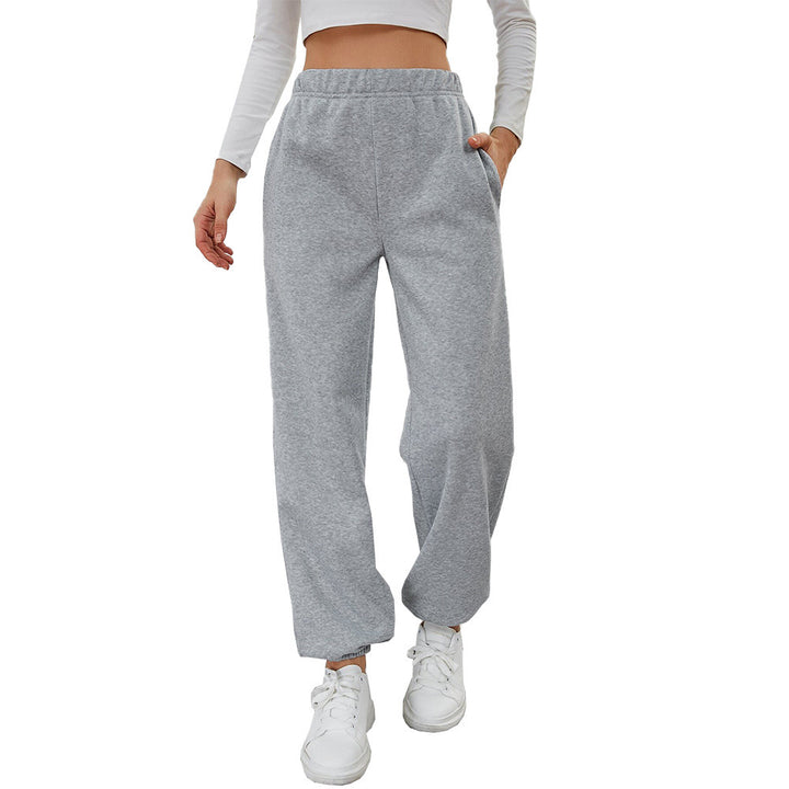 Simple Straight Casual Pants High Top Sports Fleece-lined Trousers