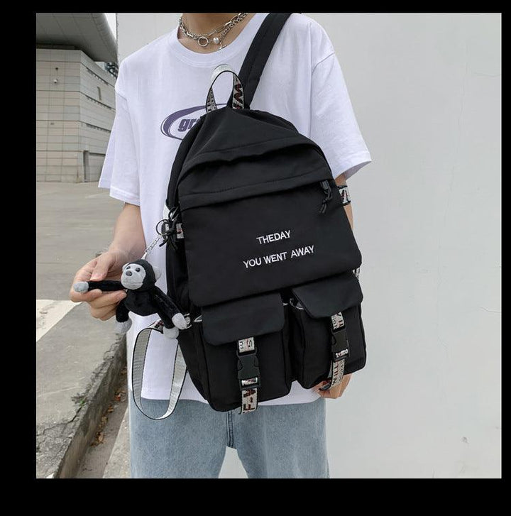 Backpack Female New Korean Style Fashion Brand College Style Schoolbag Male College Student Leisure Simple Backpack - Trendha