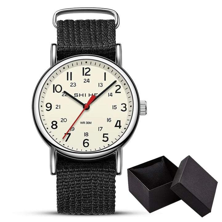 Unisex Military Sports Quartz Watch with Easy-Read Dial and Nylon Strap