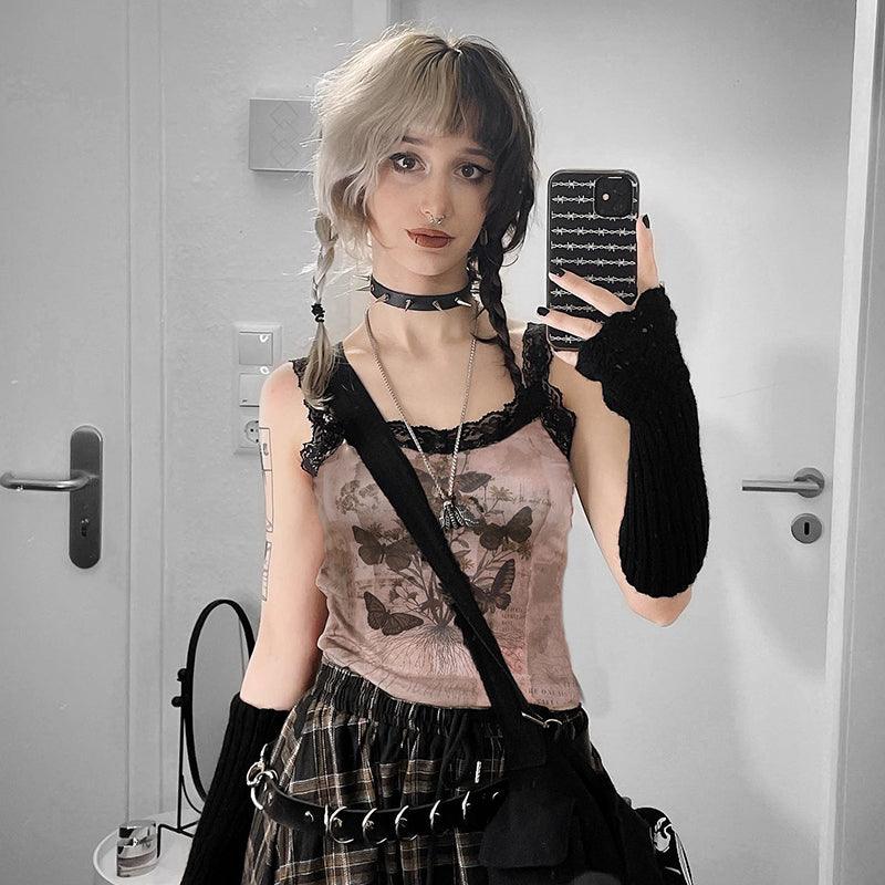 Black Lace Patchwork Sleeveless Top - Trendha