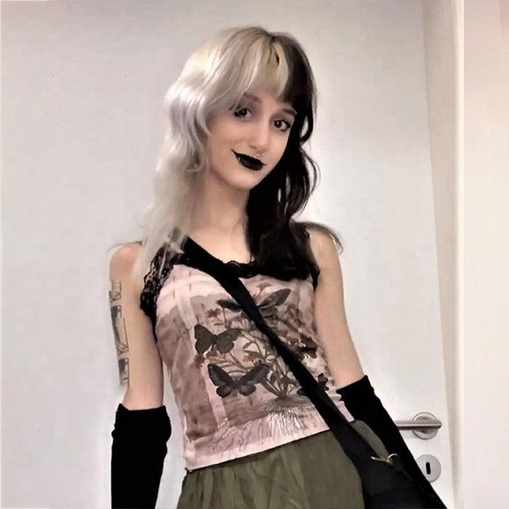 Black Lace Patchwork Sleeveless Top - Trendha