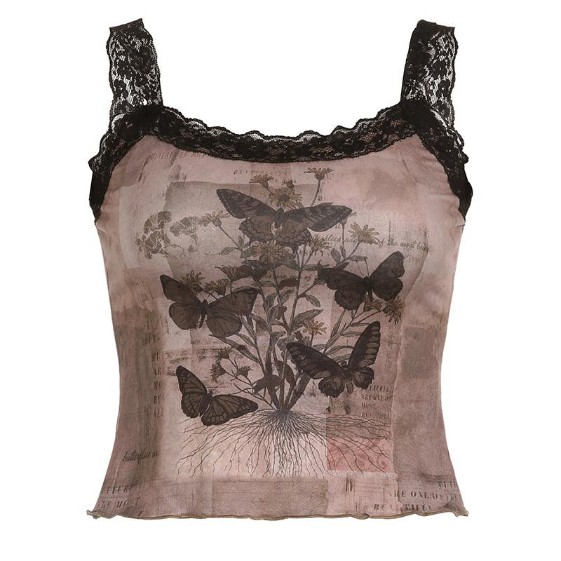 Black Lace Patchwork Sleeveless Top - Trendha