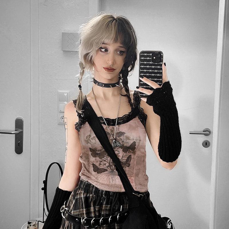 Black Lace Patchwork Sleeveless Top - Trendha