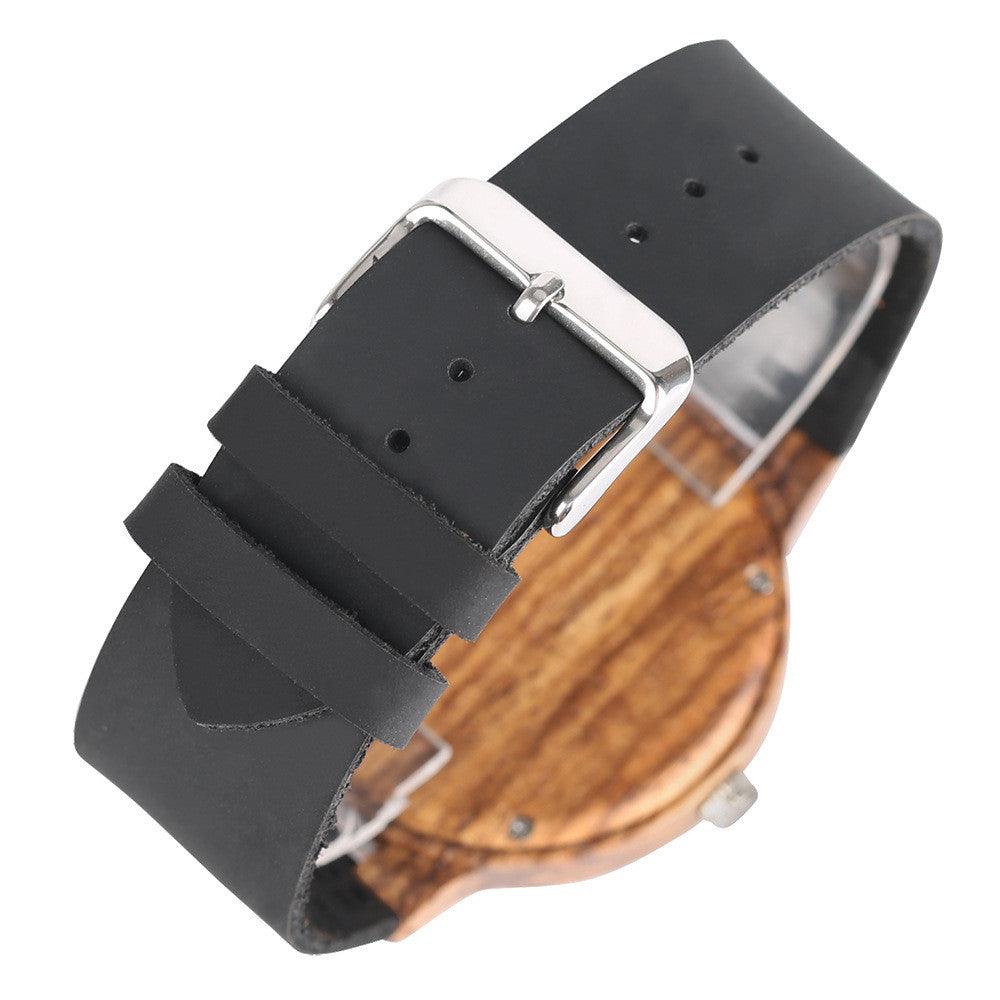 Casual Wooden Men's Watch Broken Leaf Wooden Face - Trendha