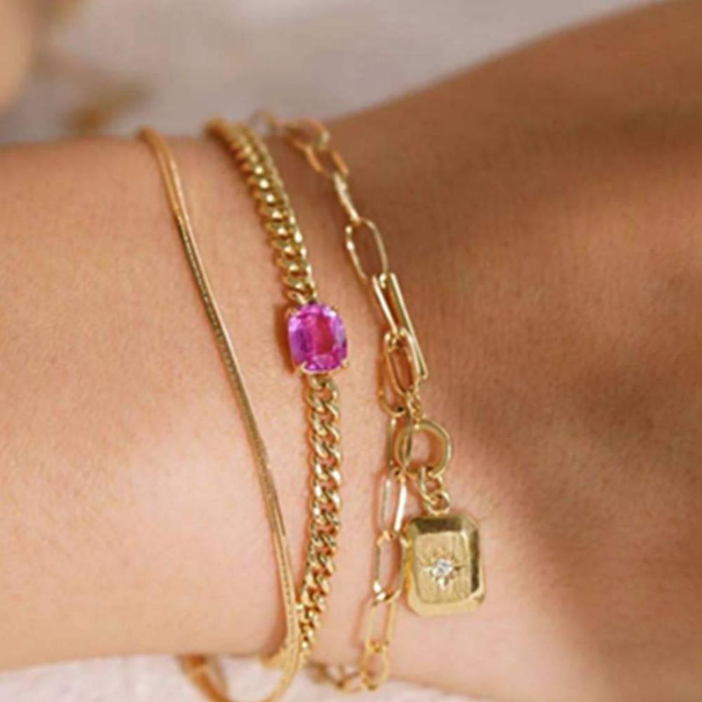 Chain Red Emerald Vintage Bracelet - Trendha