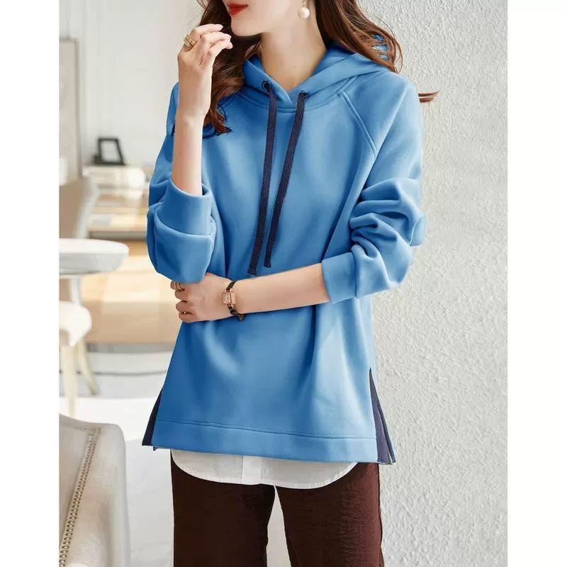 Cotton Hooded Sweater For Women Loose Fitting - Trendha
