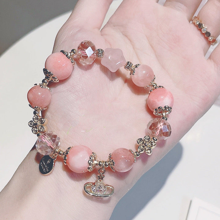 Cream Agate Natural Powder Crystal Bracelet - Trendha