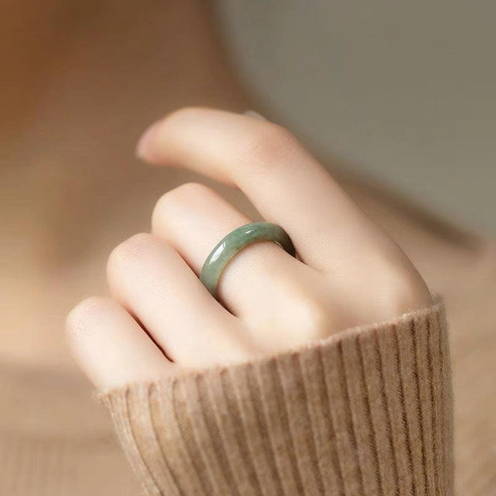 Creative And Minimalist Natural Jade Ring - Trendha