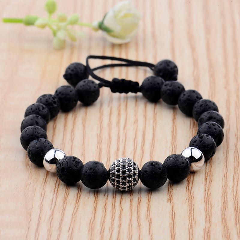 CZ Zircon Pave Lava Weaving Bracelet Men Beads - Trendha