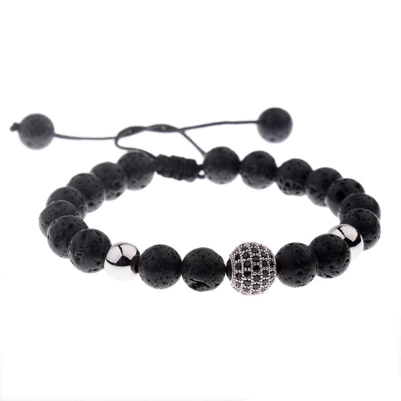 CZ Zircon Pave Lava Weaving Bracelet Men Beads - Trendha