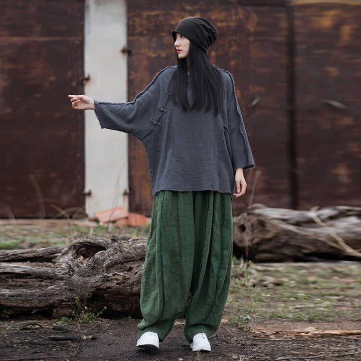 Double-layer Cotton Stone Washed Brushed Artistic All-match T-shirt - Trendha