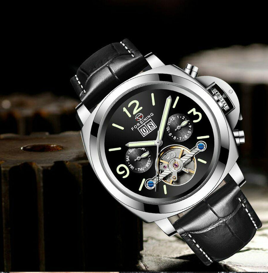 Double-sided Skeleton Luminous Men's Watch Automatic Belt Mechanical - Trendha