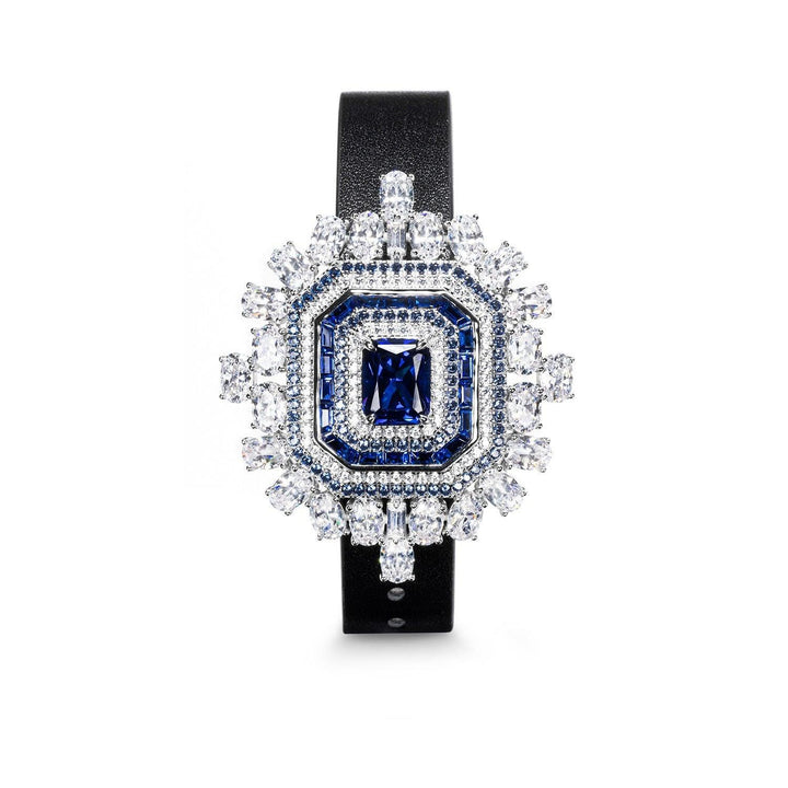 Elegant Sapphire And Diamond Watch With Necklace - Trendha
