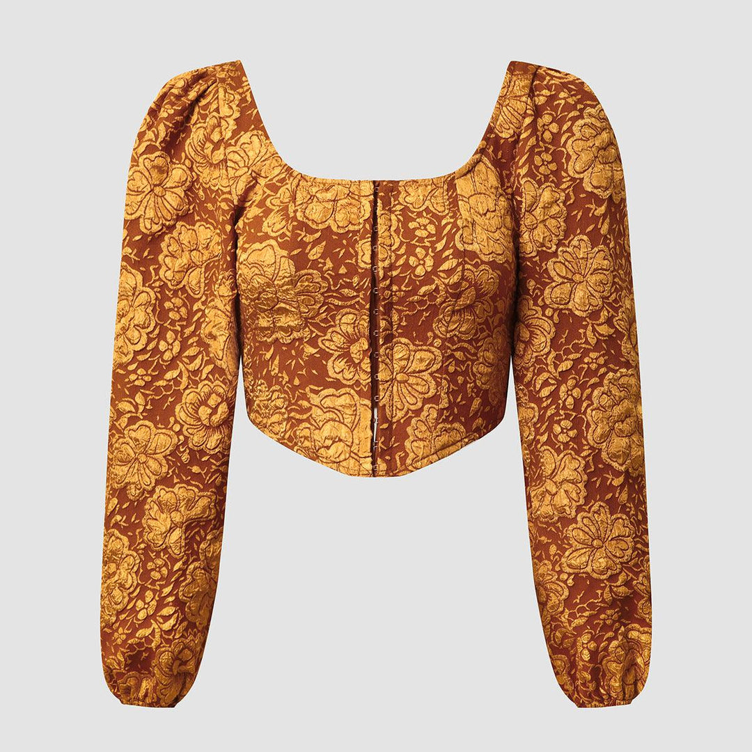 Embroidered Small Tank Top With Long Sleeved Buttons - Trendha