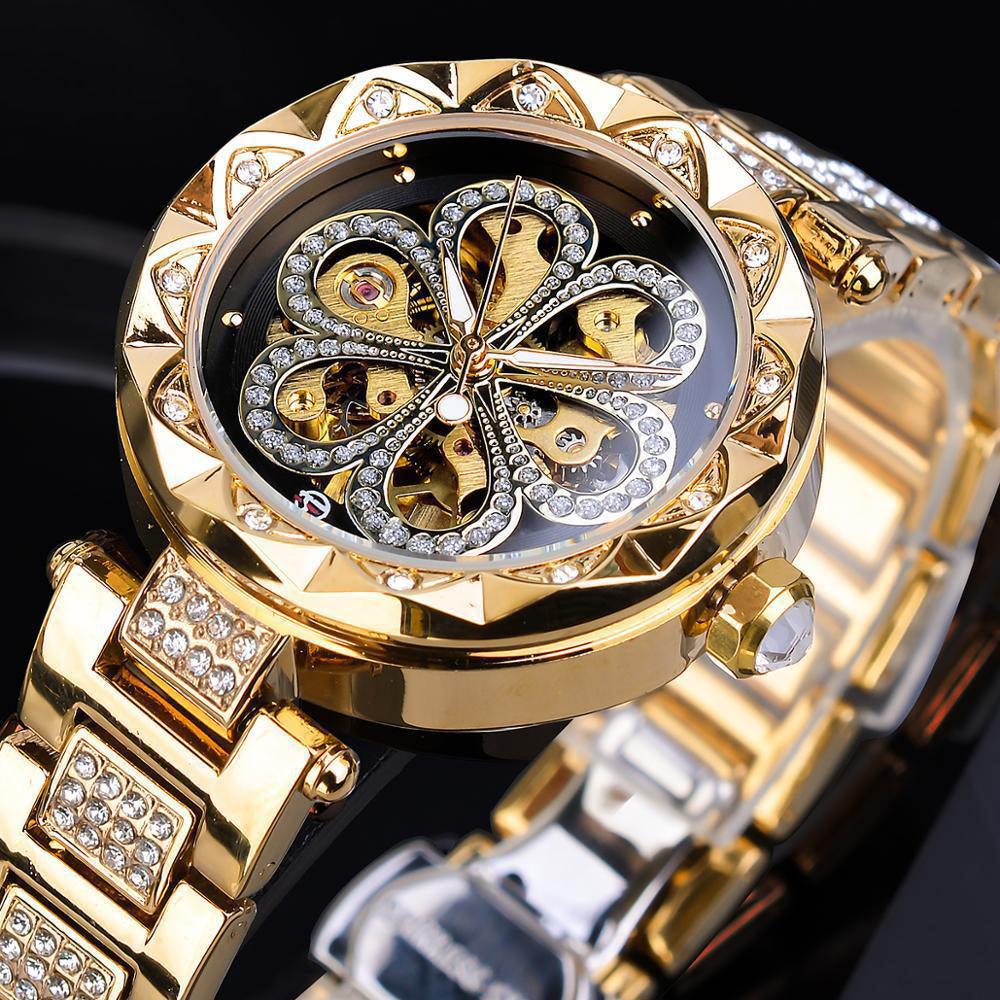 European And American Ladies Fashion Casual Rhinestone Hollow Mechanical Waterproof - Trendha