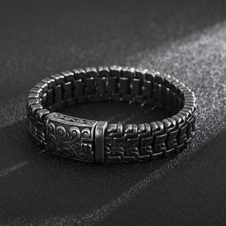 European And American Popular Simplicity Domineering Personalized Hip Hop Flower Men's Titanium Steel Bracelet - Trendha