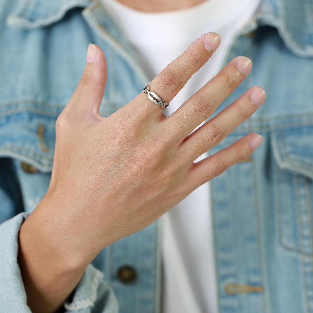 European And American Trendy Black Blade Titanium Steel Ring - Trendha