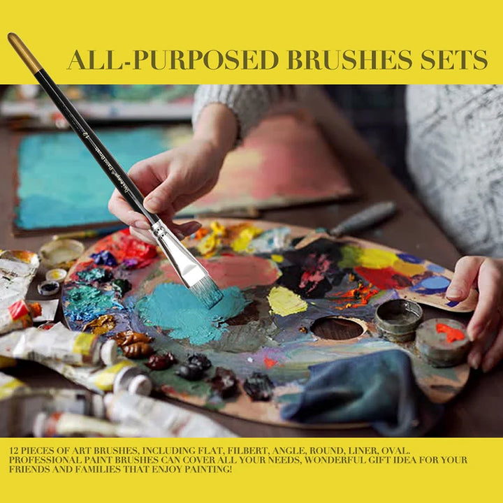 Professional 12-Piece Paint Brush Set