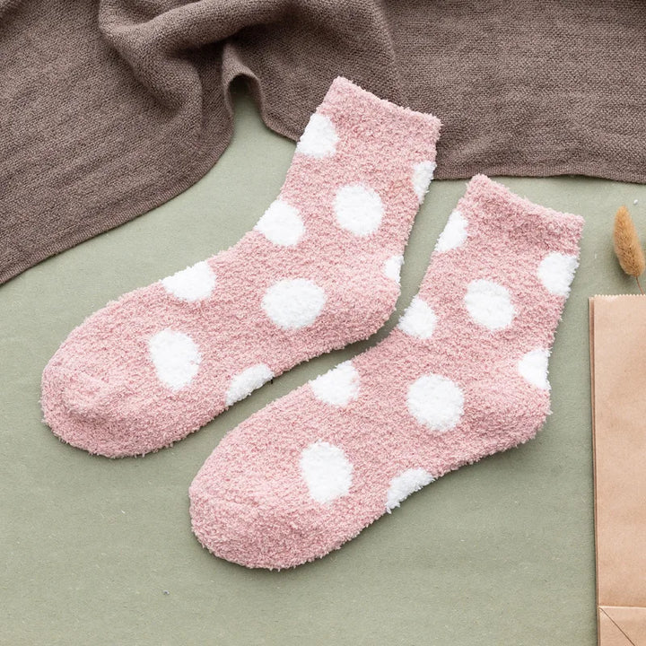 Cute Candy Color Soft Fluffy Dot Socks for Women