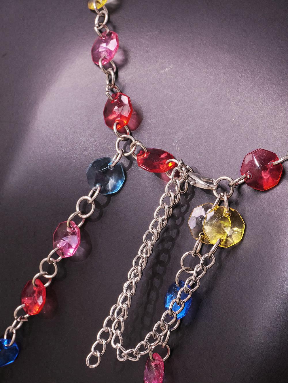 Fashion Color Gem Stitching Vest - Trendha