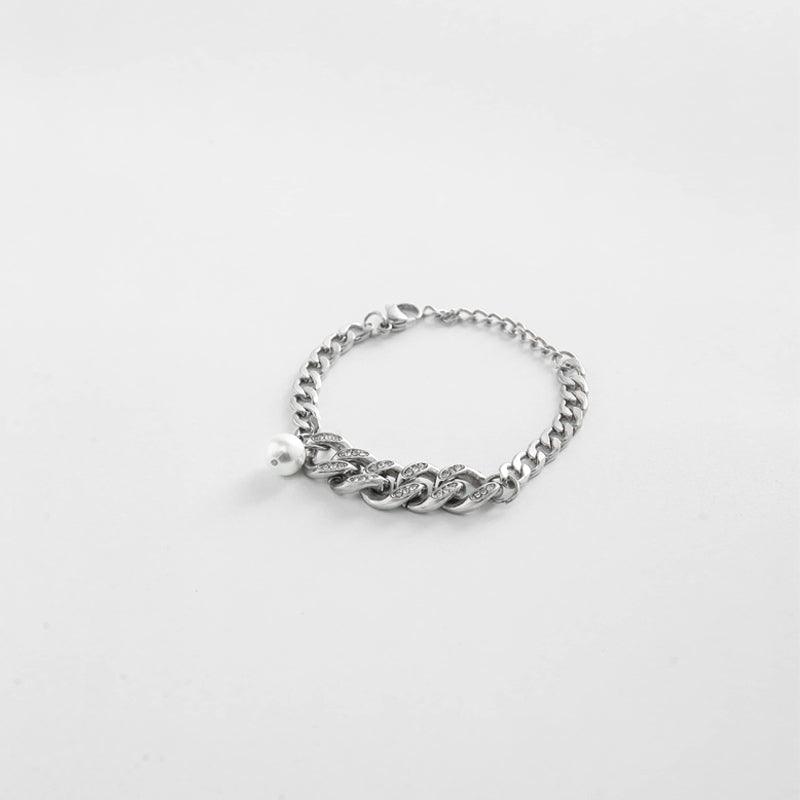 Fashion Cuban Pearl Splice Street Versatile Jewelry Bracelet - Trendha
