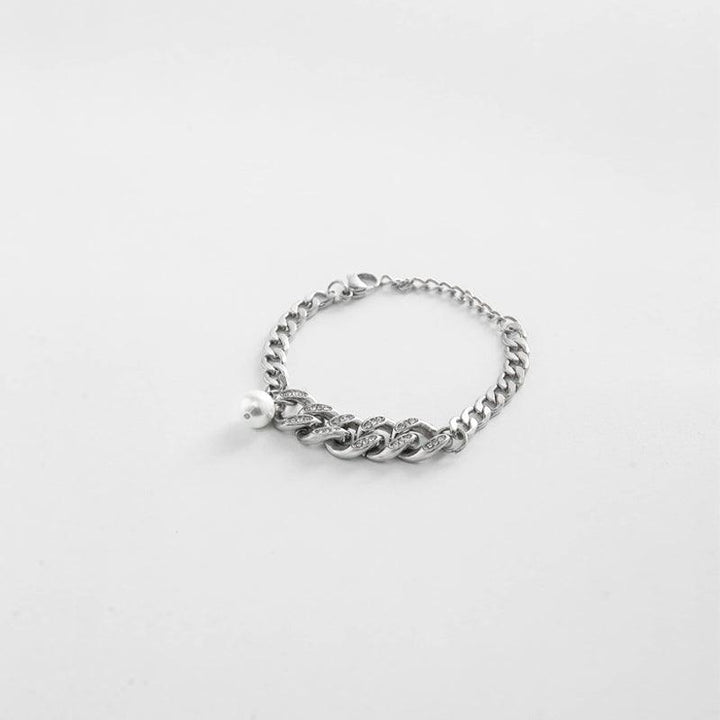 Fashion Cuban Pearl Splice Street Versatile Jewelry Bracelet - Trendha