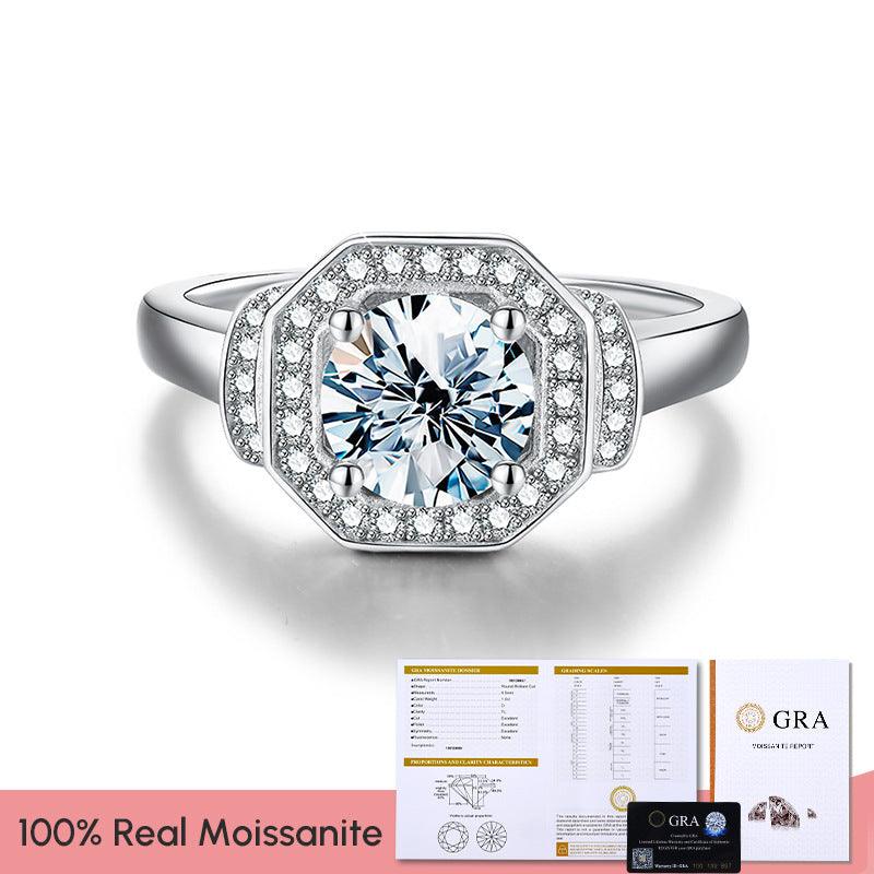 Fashion Moissanite Four Claw Square Ring - Trendha