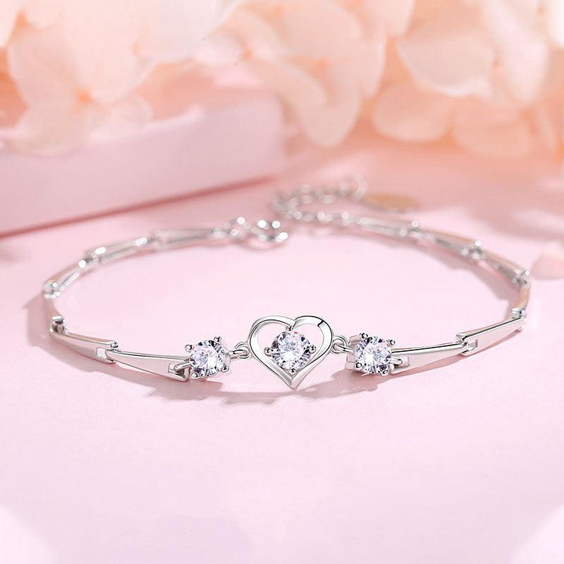 Fashion Sterling Silver Heart Bracelet Female - Trendha
