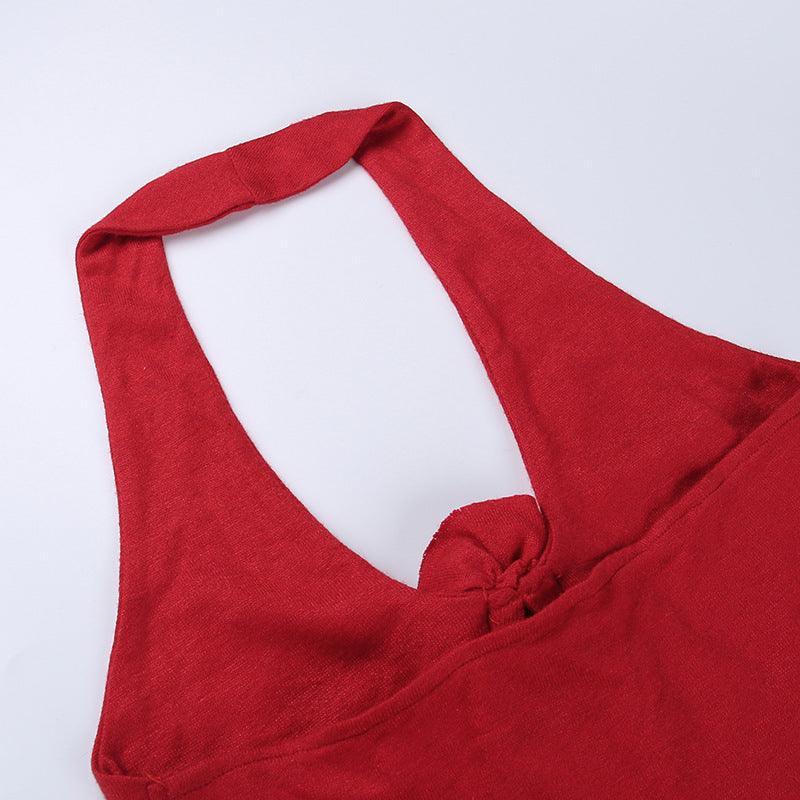 Flower Halter Knitted Vest Top - Trendha