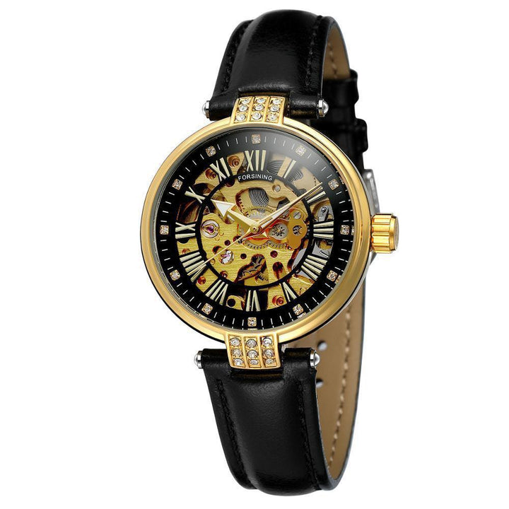 Forsining Ladies Fashion Casual Hollow Waterproof Automatic Mechanical Watch - Trendha