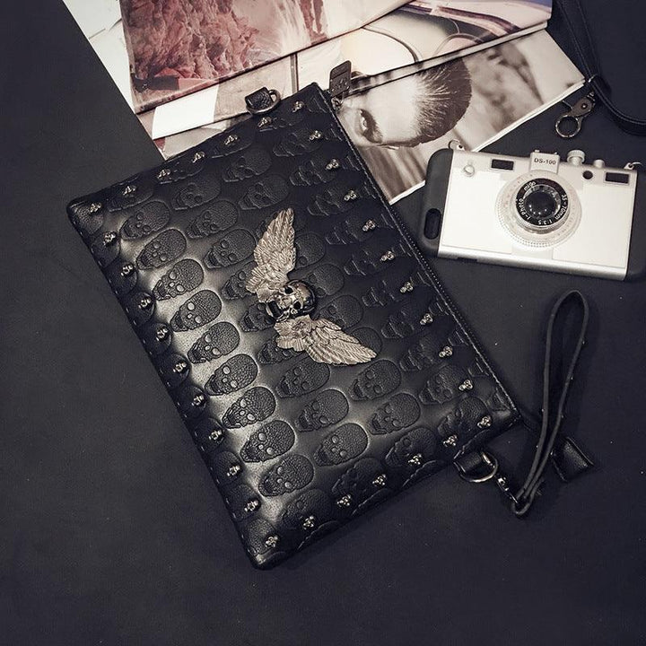 Ghost Head Skull Shoulder File Bag Rivets - Trendha