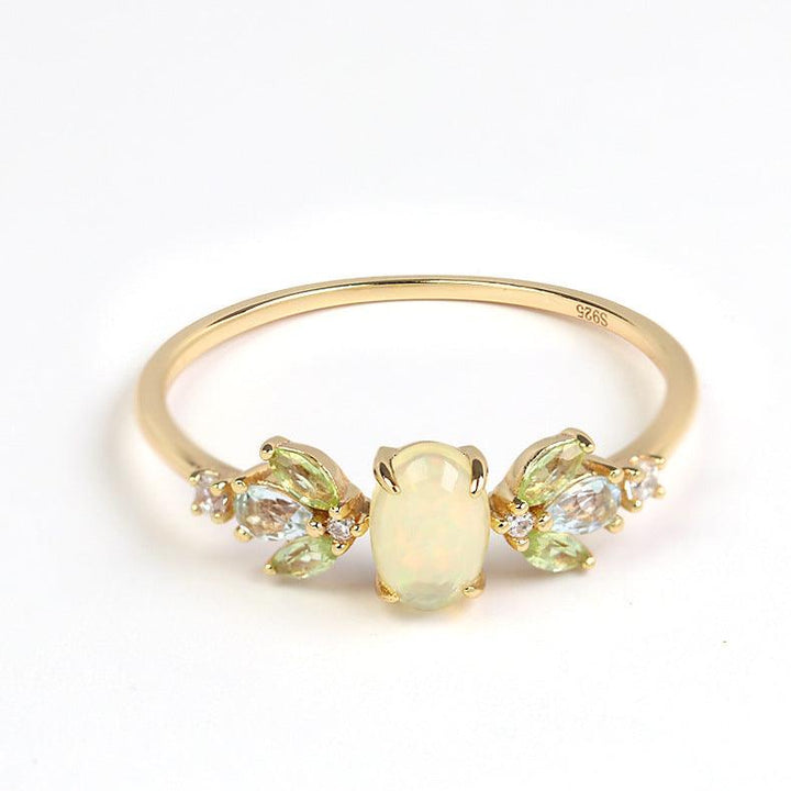 High-grade S925 Silver Plated Natural Opal Ring - Trendha