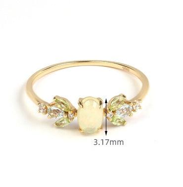 High-grade S925 Silver Plated Natural Opal Ring - Trendha