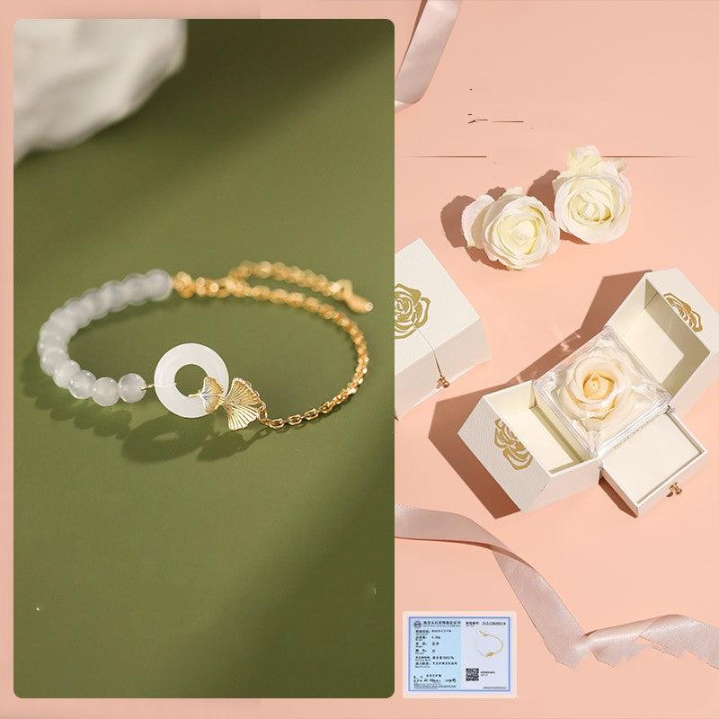 Hotan Jade Sterling Silver Bracelet Girl - Trendha