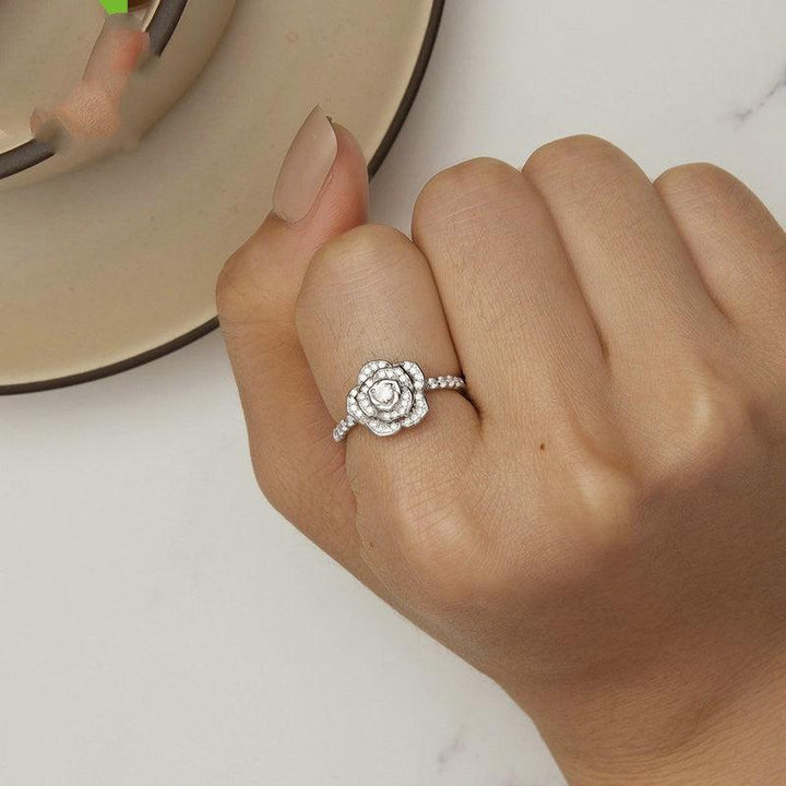 Inlaid Zircon Rose Wedding Ring Advanced Luxury Style Bracelet - Trendha