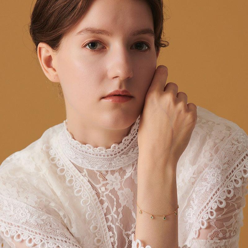 Japanese Retro Luxury S925 Silver Green Olive Bracelet - Trendha